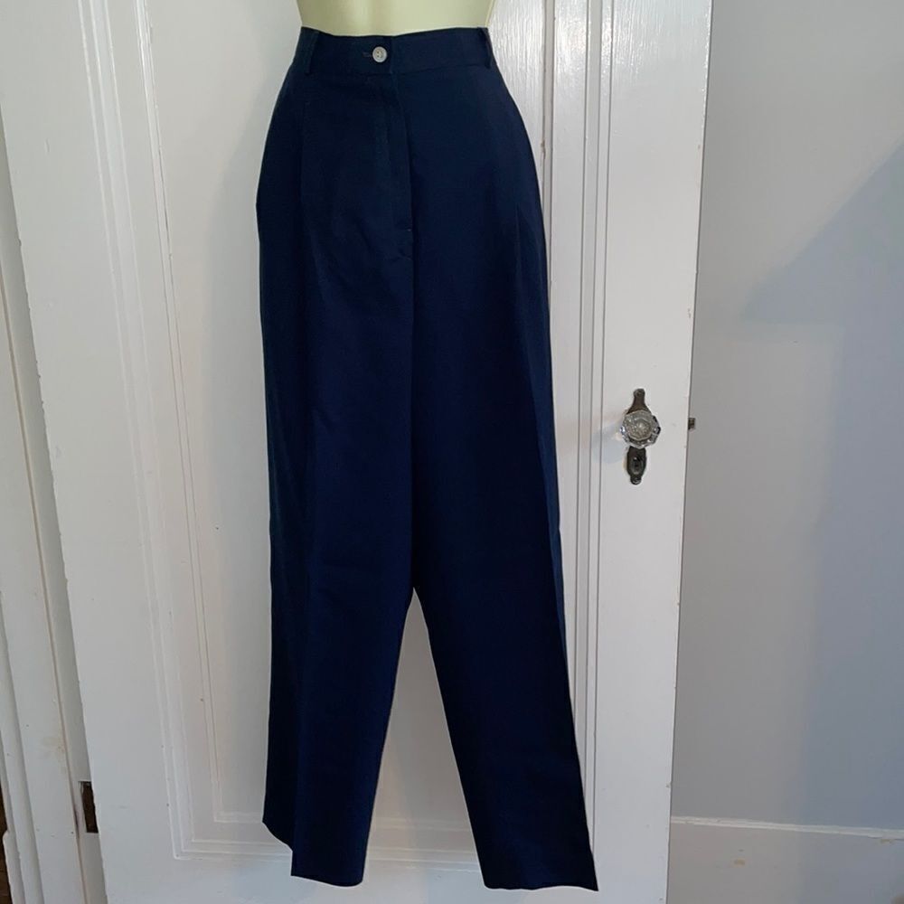 Vtg 70s/80s JH Collectibles navy blue‎ high waisted wool pants